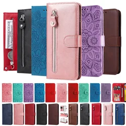 Flip Leather Case For Samsung Galaxy A04E A04S A04 A14 A24 A34 A54 F04 F14 Phone Book Cover Zipper Solid Color Embossing Housing