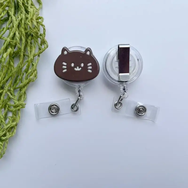 Retractable Cat Badge Holder Anti-Loss Lightweight ID Clip for Nurses Students Daily Work Use