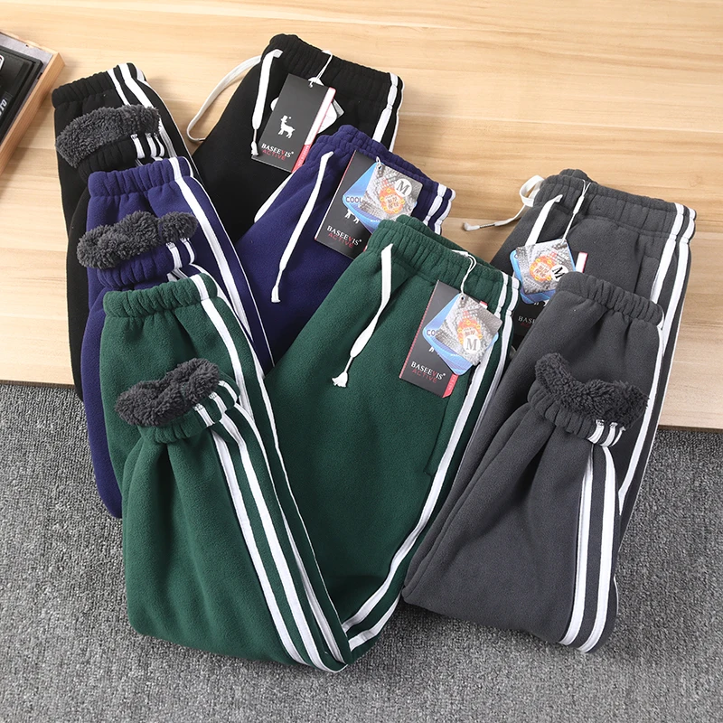 

Осень-зима Thiened Fce мужские повседневные спортивные штаны с эластичной резинкой на талии и манжетами спортивные брюки для отдыха теплые полиэфирные волокна