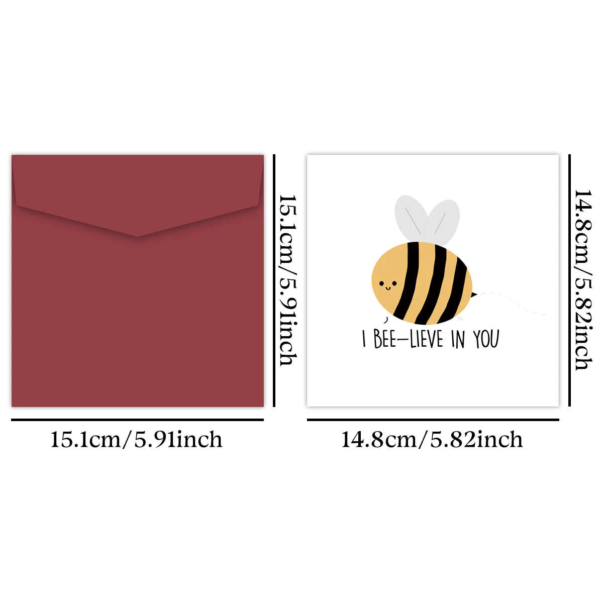 Funny Pun Bee Encouragement Card for Friends Good Luck for Exam New Job Card Bee-Lieve In You-Believe In You Card with Envelope