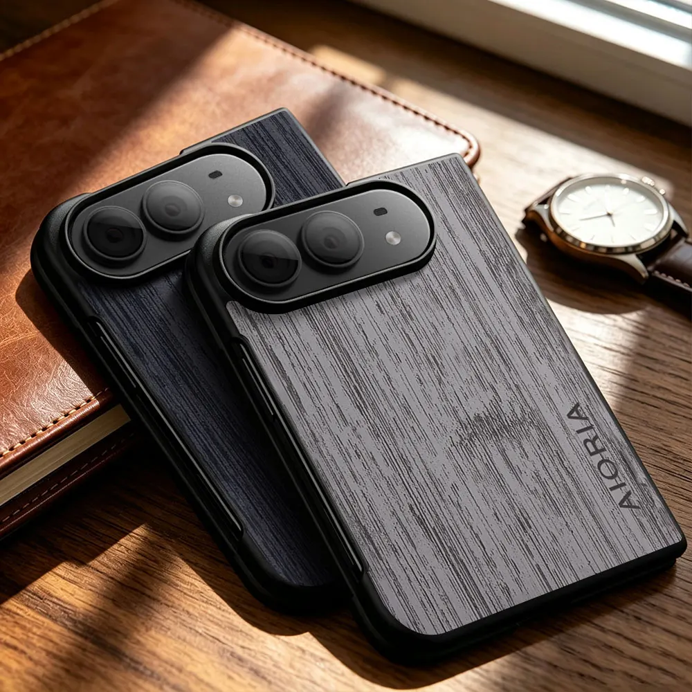 Hülle für iPhone Duo Ultra Funda Bambus-Holzmuster Leder-Handyhülle Luxus-Coque für iPhone Duo Hülle Capa