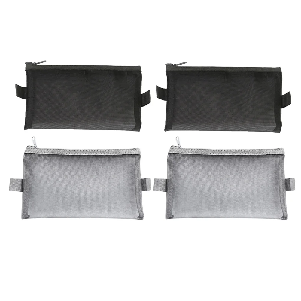 

4Pcs Large Capacity Mesh Pencil Case Portable Zipper Stationery Bag Black Gray Reusable School Office Storage Pouch
