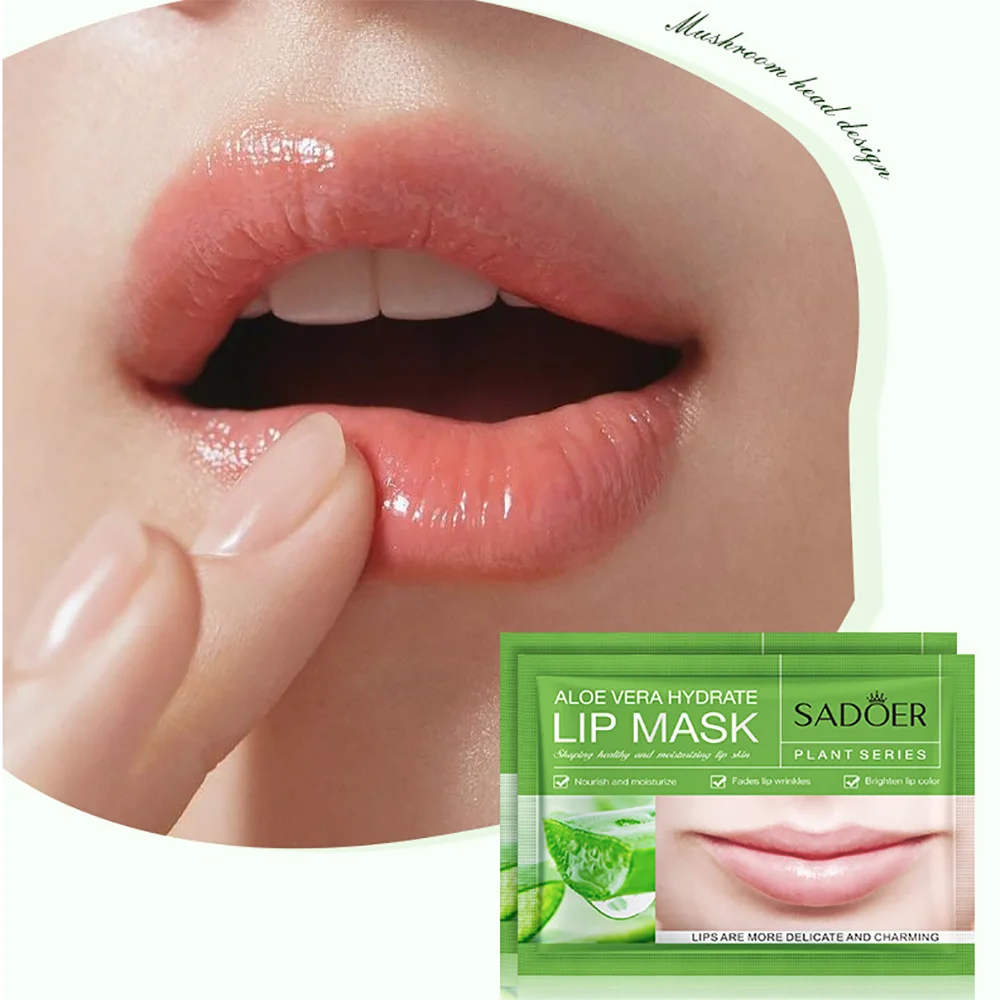 5Pcs Aloe Vera Sleeping Lip Mask Collagen Masque Levre Parches Para Labios Hidratantes Lipmask Levre Rose Lips Darkness Remover