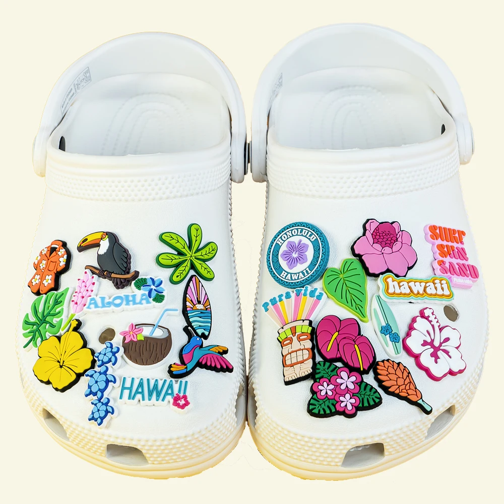 1/30 قطعة هاواي نمط الأحذية السحر موضة زهرة تصفح مجلس للنساء الرجال إكسسوارات أحذية دبابيس ل تسد حذاء رياضة الزينة #6