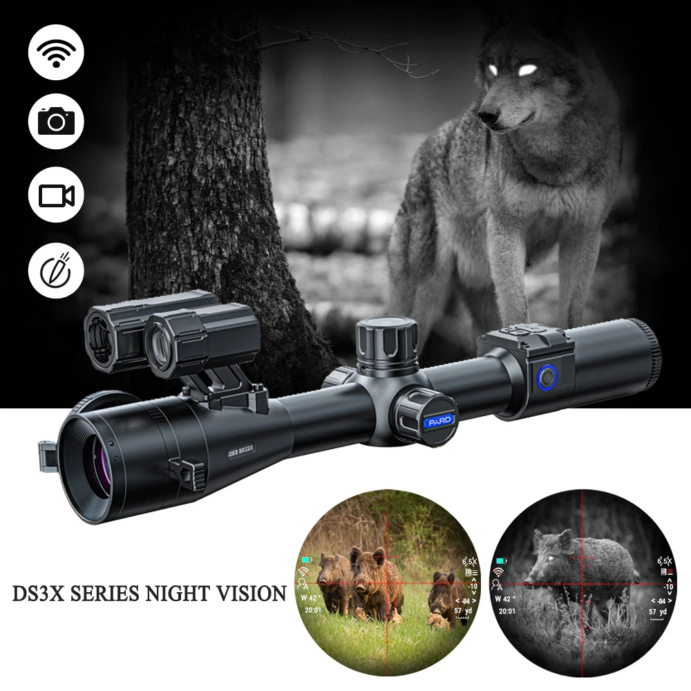 PARD DS35 LRF Night Vision Scope Hunting Rangefinder Optics Long Eye-relief Display System 2560*1440 Resolution With IR 350m New