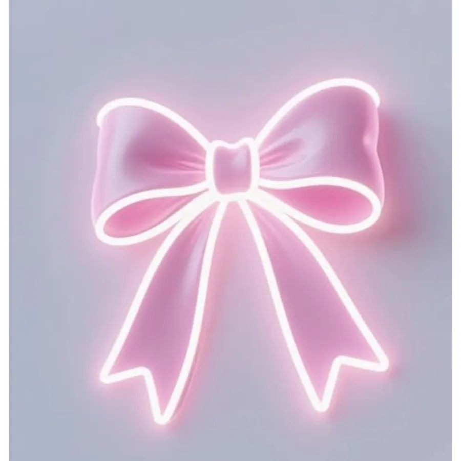 Bow UV LED Sign Wall Decor, Pink Trendy Wall Art, Her Girl's Bedroom Room Decor, Christmas Party Art Wall Decorative Night Ligh