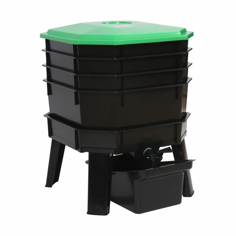 Worm Composter Bin for Kitchen Waste Recycling, Outdoor Large Capacity Vermicomposting Box for Organic Soil & Fertilizer