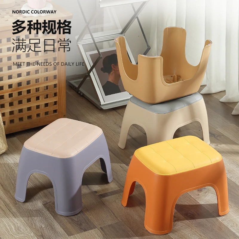 

Thicken Imitation leather grain simple stool light luxury low stool for shoes stool household sofa stool children sofa chair Nor