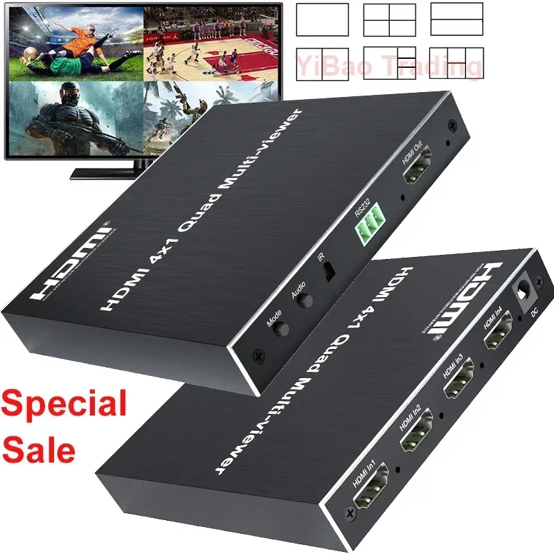 

4X1 HDMI Multi-viewer 1080p 2 3 4 Quad Screen Splitter Seamless Switcher 4 in 1 Out HDMI Multiviewer 4 Channel Video Multiplexer