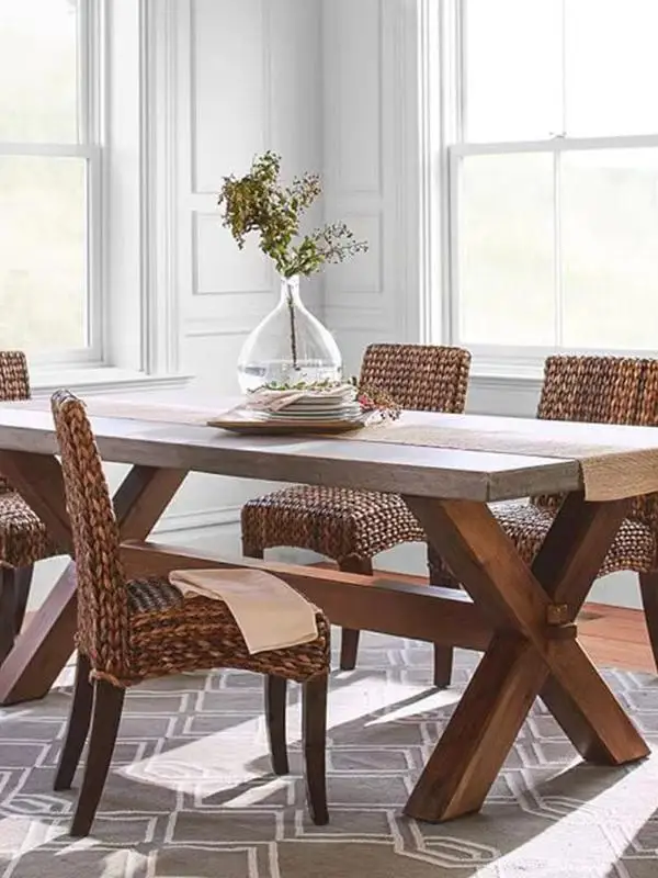 American rural all-solid wood dining table rectangular dining  household log large board table retro office negotiation table