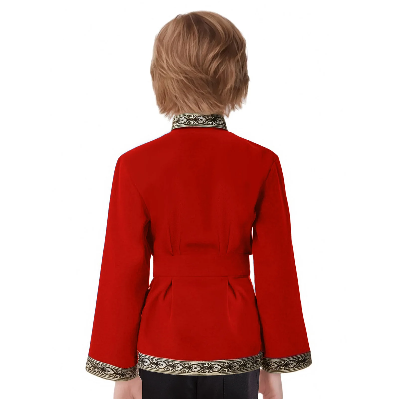 Teen Boys Girls Traditional Russian Folk Costume Halloween Medieval Renaissance Cosplay Fancy Vintage Pattern Shirts with Belt