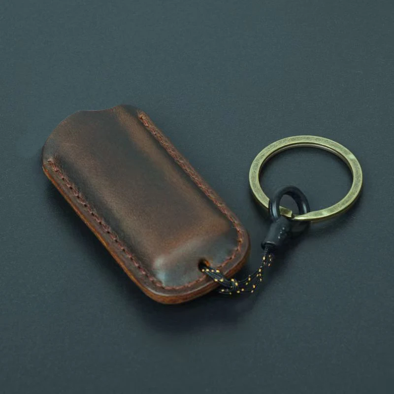 

Vintage Keychain Leather Explosion-Proof Gas Lighter Protect Box For Bic J5 Reusable Case Outside Armor Cover Lighters Accessory