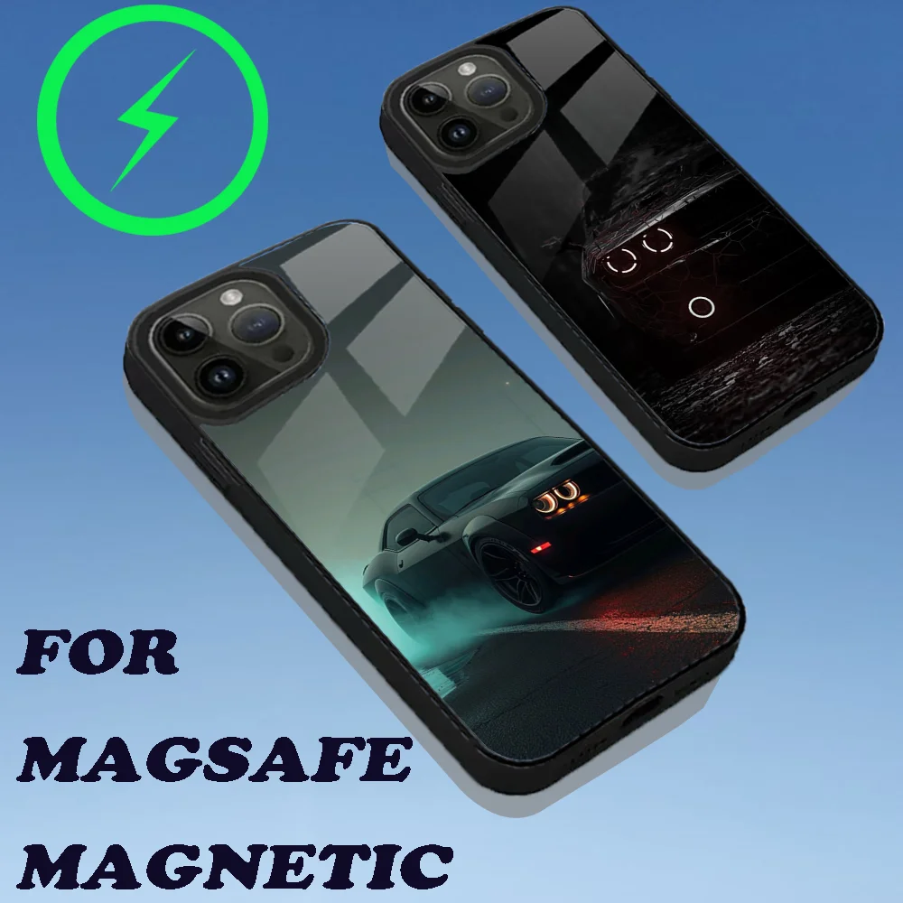 Phone Case For iPhone 16,15,14,13,12,11,Plus,Pro,Max Mini Magsafe Dodge Challenger S-SRT Magnetic Wireless Charging