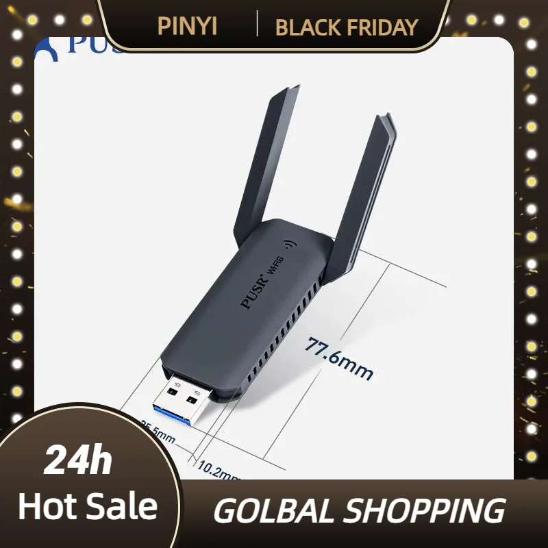 

Подлинная (цена за 2 шт.) Сетевой адаптер USB PUSR WiFi 6 5,8G/2,4G USB3.0 2 дБи*2 Поддержка антенн Windows 10 11 USR-UAX180