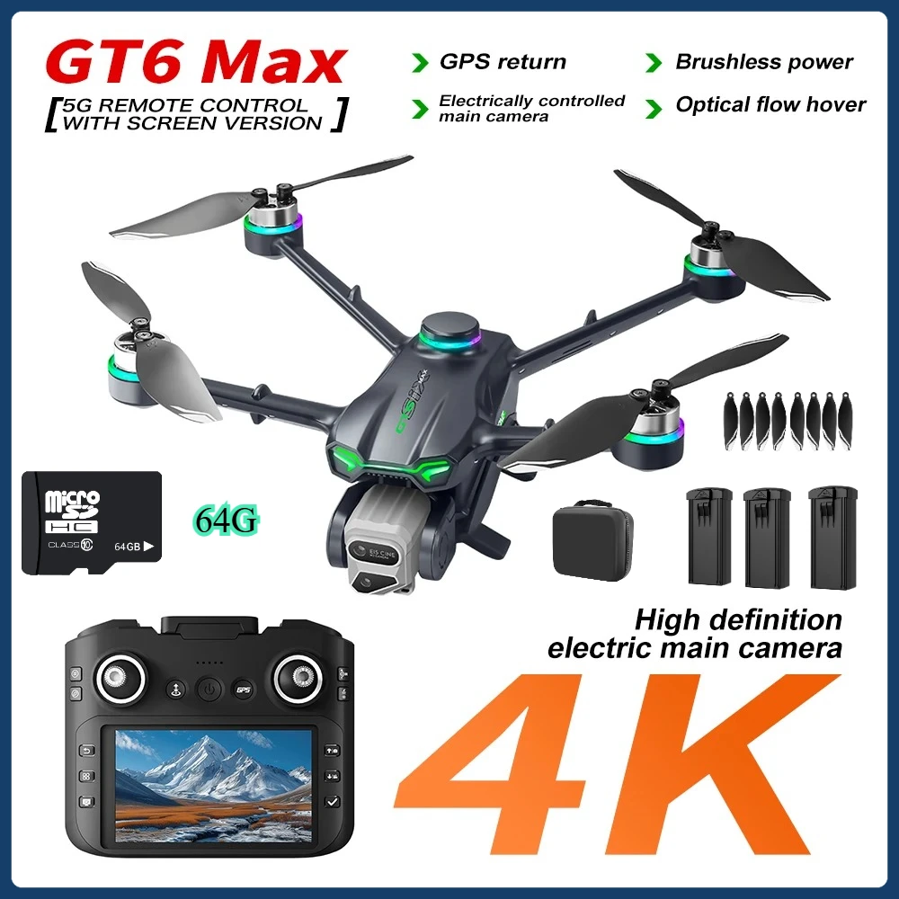 

GT6 with 5.64-inch screen control, medium size with servo, gimbal, drone, GPS, high-definition aerial photography, brushless