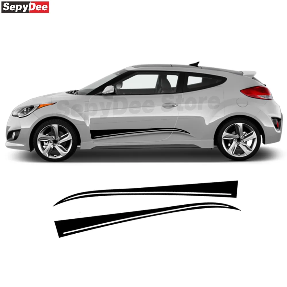 

2 шт. наклейки на боковые полосы автомобиля для Hyundai Veloster 2011-2018, декор кузова, виниловая наклейка, автомобильные аксессуары
