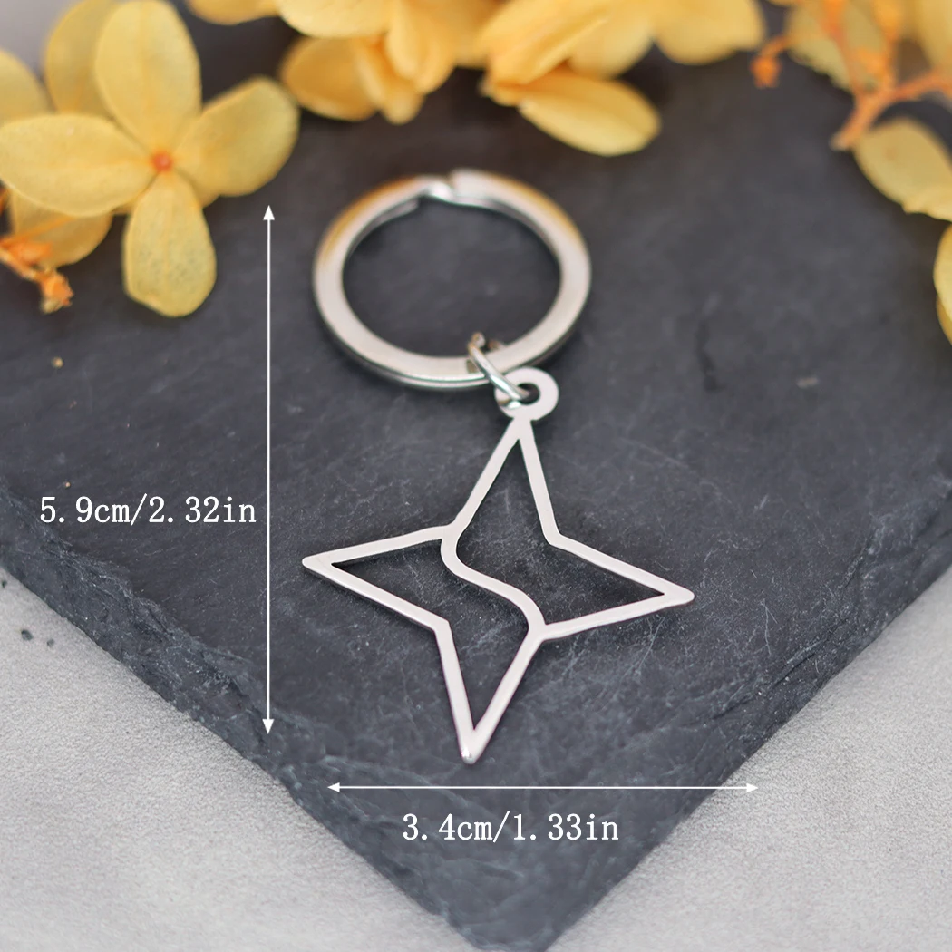 QIMING YinYang Star Sign Boho Keychains Women Stainless Steel Jewelry Bohemia Key Rings Men Party Gift