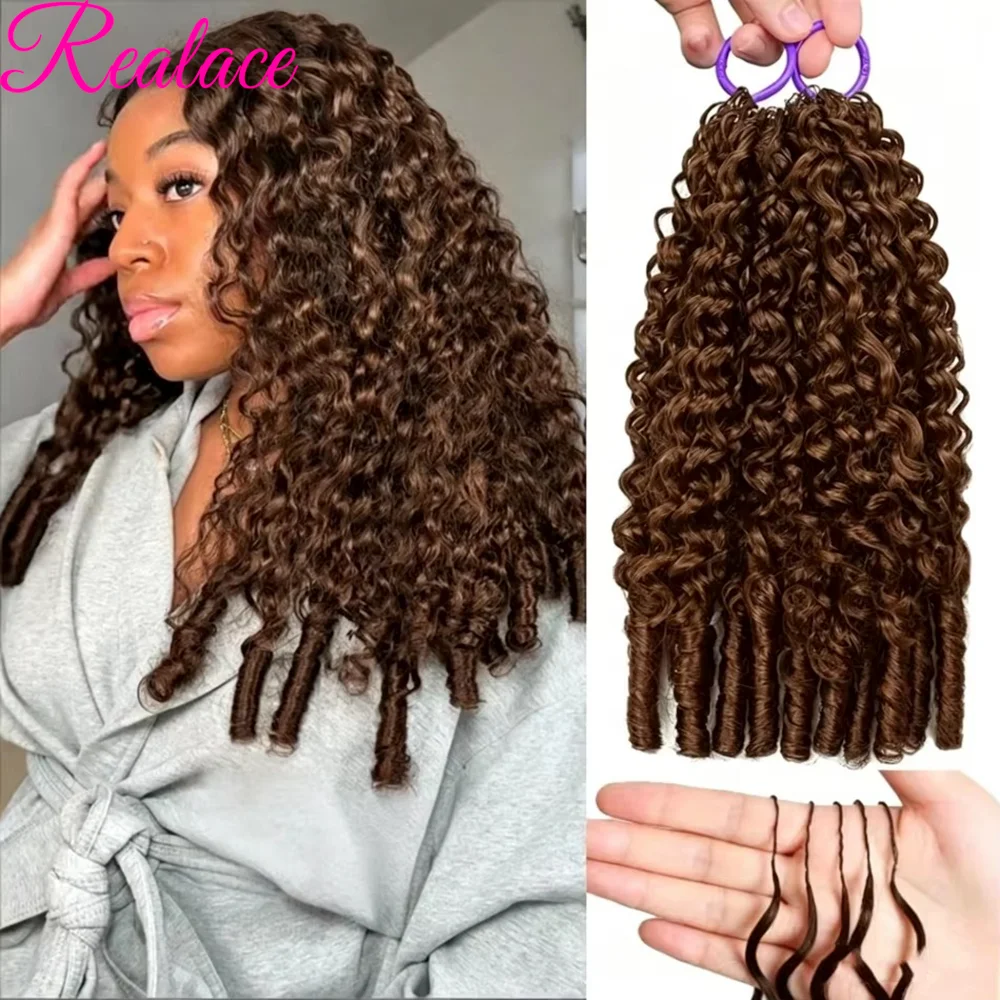 Burmese Curly Chocolate Brown Knots 60G Crochet Human Hair Human Hair Invisible Lightweight Feather Crochet Hair Extensions