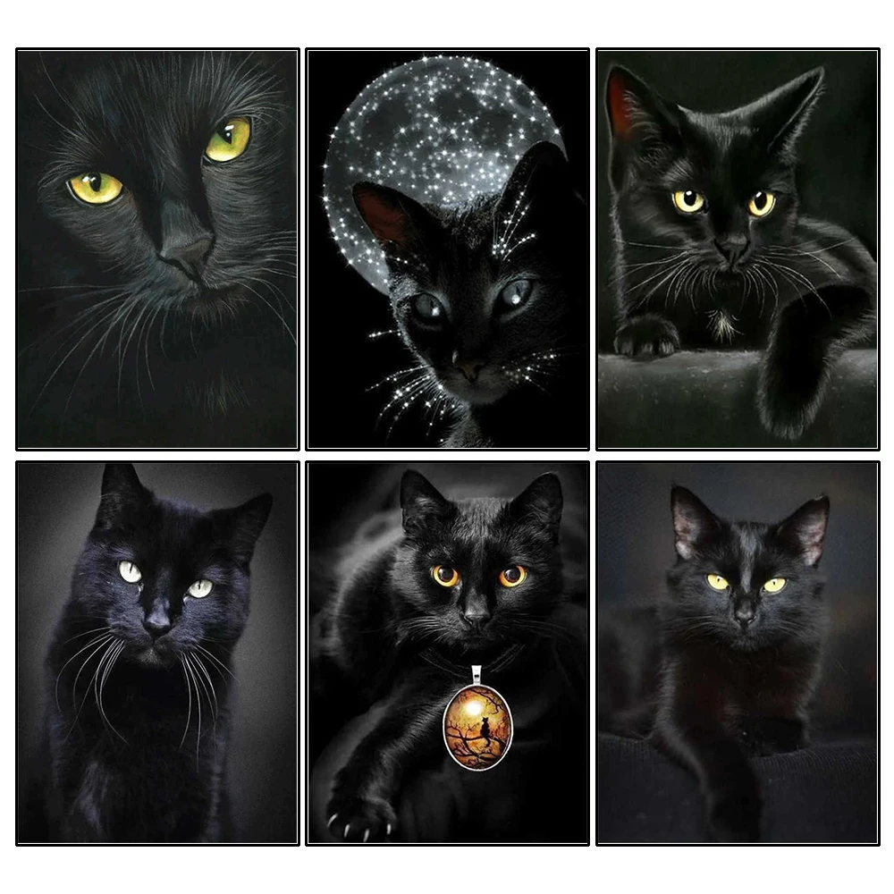 Kit di pittura artistica diamante gatto nero ricamo diamante ricamo animale fatto a mano decorazioni per la casa immagine regalo di strass