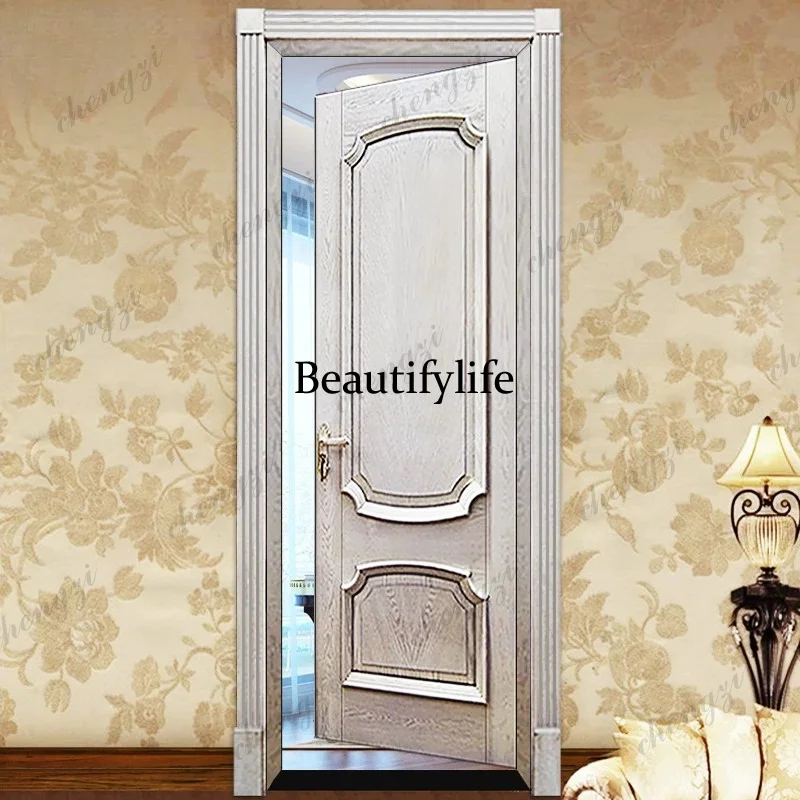 Antique white simple European free shipping installation open paint room bedroom casement solid wood multi-layer set door