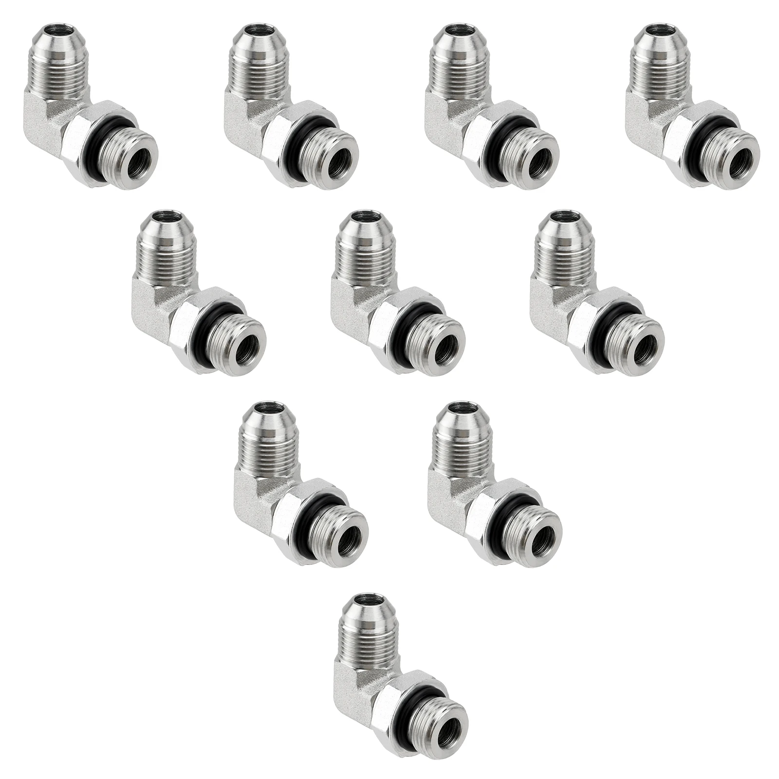

10 Pack 90 Degree Elbow Hydraulic Hose Fittings: 1/2" JIC 37° Male x #8 SAE/ORB Male, Hydraulic End Connectors - 6801-08-08