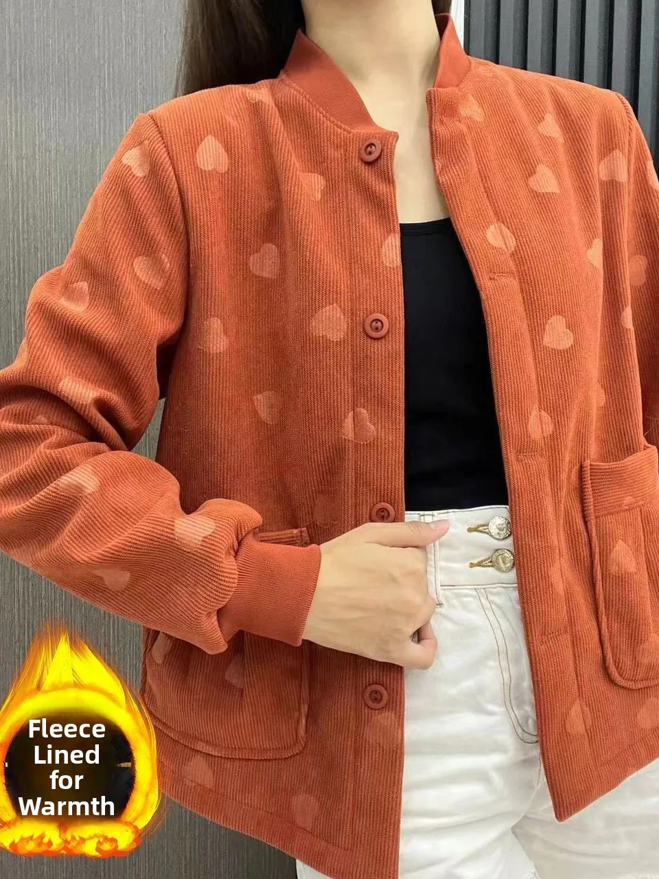 Chaqueta de béisbol con forro polar para otoño e invierno, chaqueta holgada y adelgazante, chaqueta de algodón versátil y mod...
