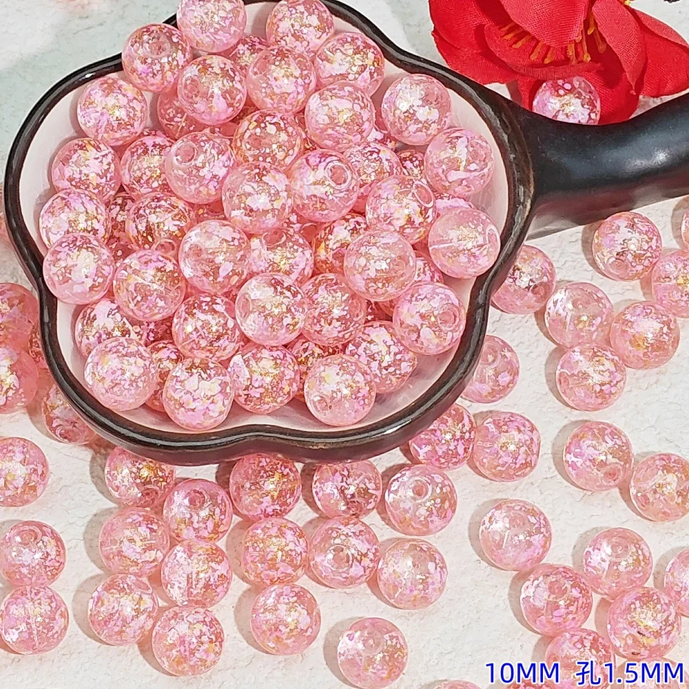 20PCS 10MM Vintage Translucent Glass Beads, Oil Painting Effect Round Beads, Retro Loose Beads for DIY Jewelry Making