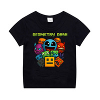 Geometry Dash T Shirt Boys Girls Kids Summer Crewneck Cotton Short Sleeve Funny Cartoon Tshirt Graphic Tees Tops