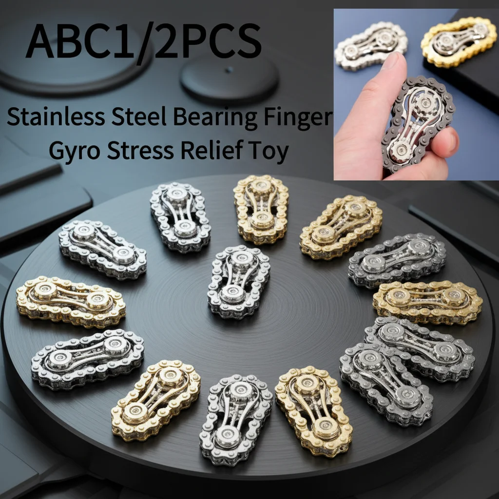 1/2 ชิ้น ฟิดเจ็ตสปินเนอร์โลหะพกพา ไจโรนิ้วมือ ทำจากโลหะผสม ลูกปืนสแตนเลส บรรเทาความเครียด ลดความวิตกกังวล ของเล่นช่วยสมาธิ