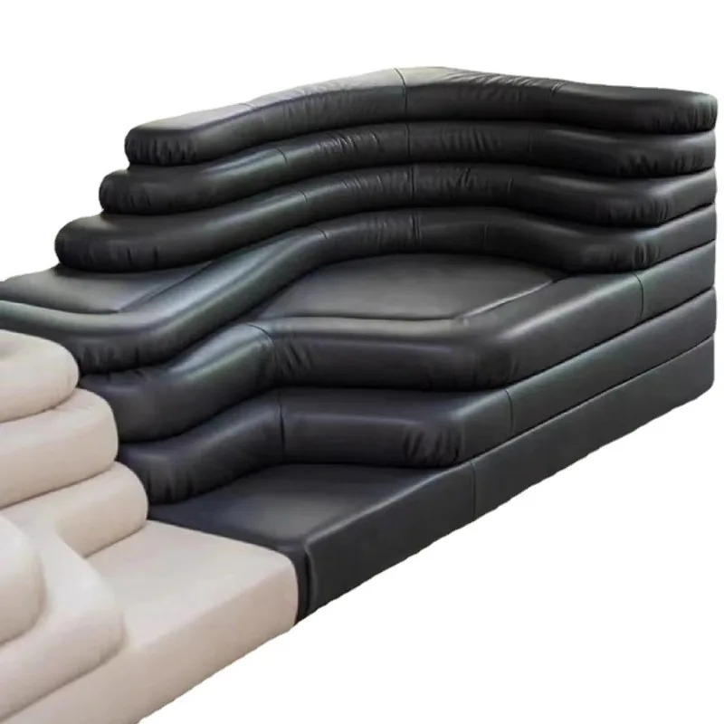 Leather module Lazy men's and women's clothing store Middle rest area Sofa stool