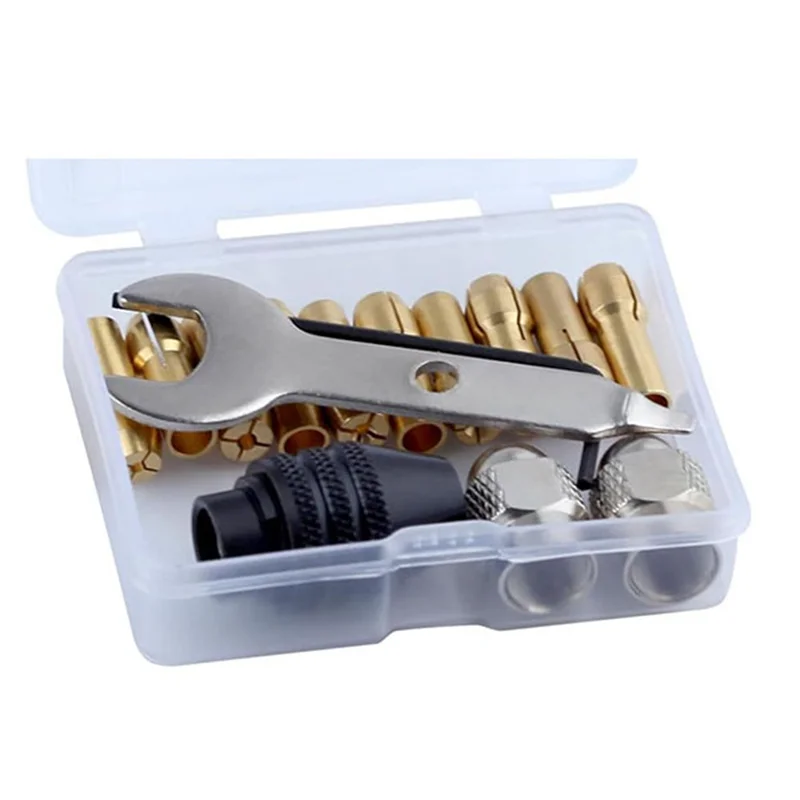 

B50C 15PCS Drill Chuck Collet Set Rotary Collet Nuts Set 0.5-3.2Mm Shank Replacement 4486 Rotary Tool Change Chuck Accessory