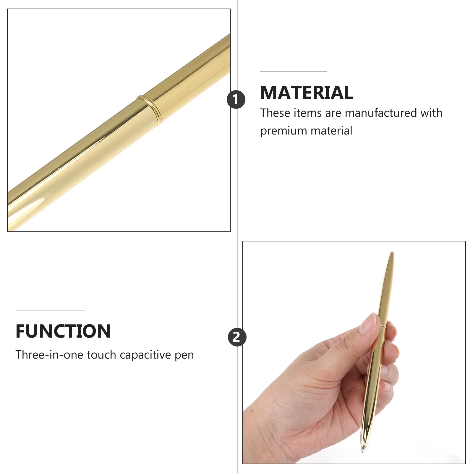 

6 Pcs Metal Ballpoint Pen Golden Metallic Pens Black Plated Writing Business Refrigerator
