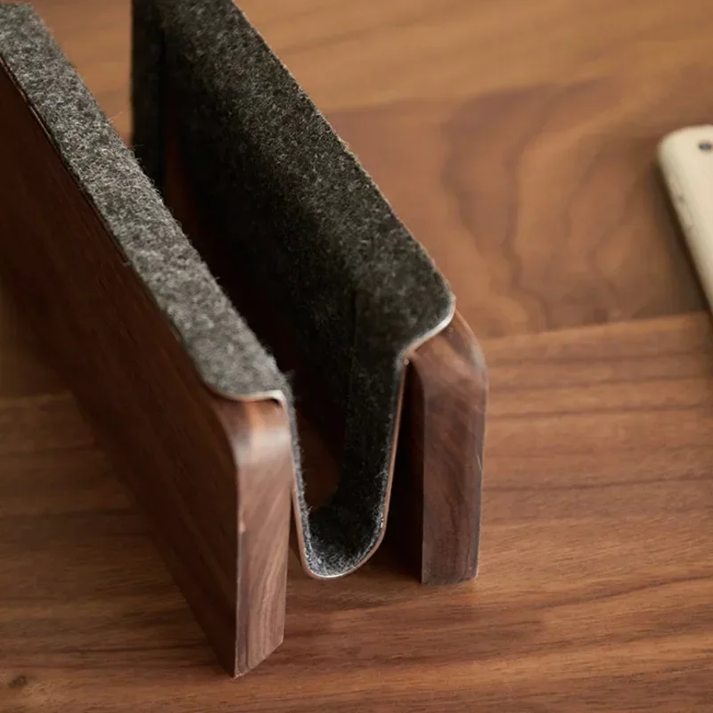 Laptop Vertical Stand Walnut Anti-slip Tablet Computer Display Stand Office Desktop Mobile Phone Storage Rack
