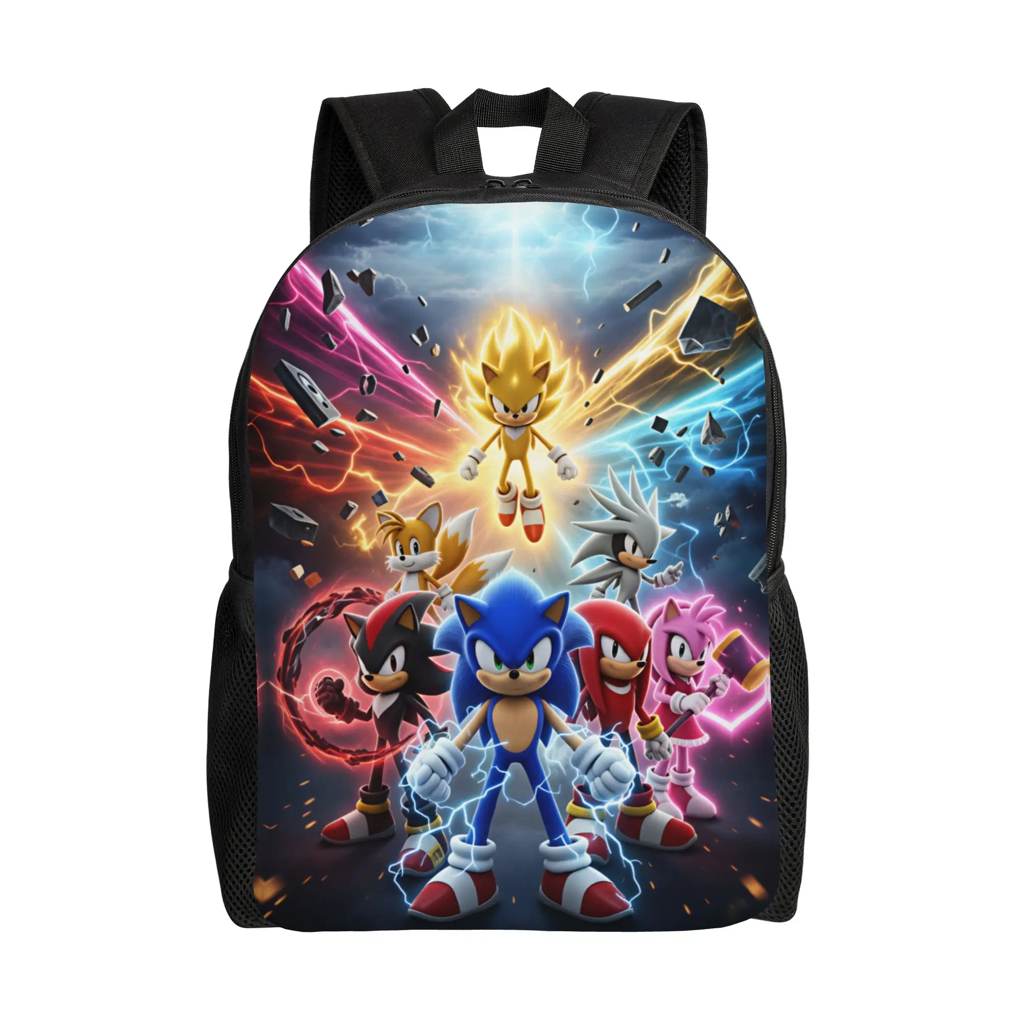 Sonics Cartoon Backpack Game  University Backpacks Girl Pretty School Bags Colorful Pattern Rucksack