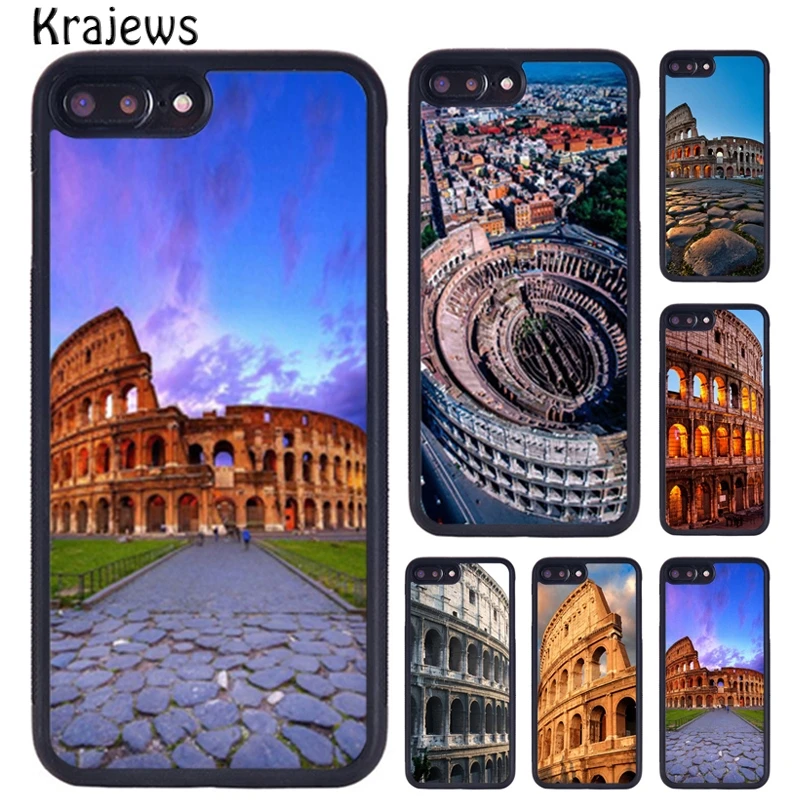 Krajews Colosseum Rome Italy Rubber Phone Case For iPhone 16 15 14 XR XS 11 12 mini 13 Pro MAX Plus cover coque