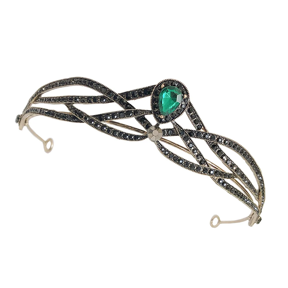 قطعة واحدة من أغطية الرأس على شكل تاج غطاء رأس أنيق لحفلات الزفاف للنساء من حجر الراين على شكل تاج إكسسوار