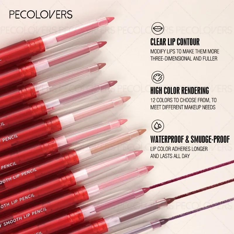 1pcs 레드 튜브 립 라이너, 멀티 컬러, 입술 윤곽선을 묘사, 매력적이고 통통한 입술, 건조 없음, 립 화장품