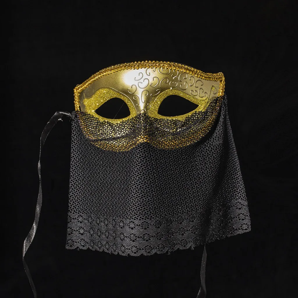 Maskerade-Maske mit Spitzenschleier, Venezianische Party-Maske, Geheimnisvolle Halbgesichts-Augenmaske, Halloween-Cosplay-Kostüm-Party-Requisiten – Detail 2