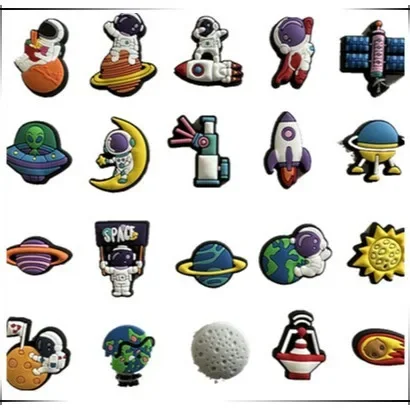 astronaut space rocket PVC shoe buckle charms accessories decorations for sandals sneaker clog bracelet kids scientific gift
