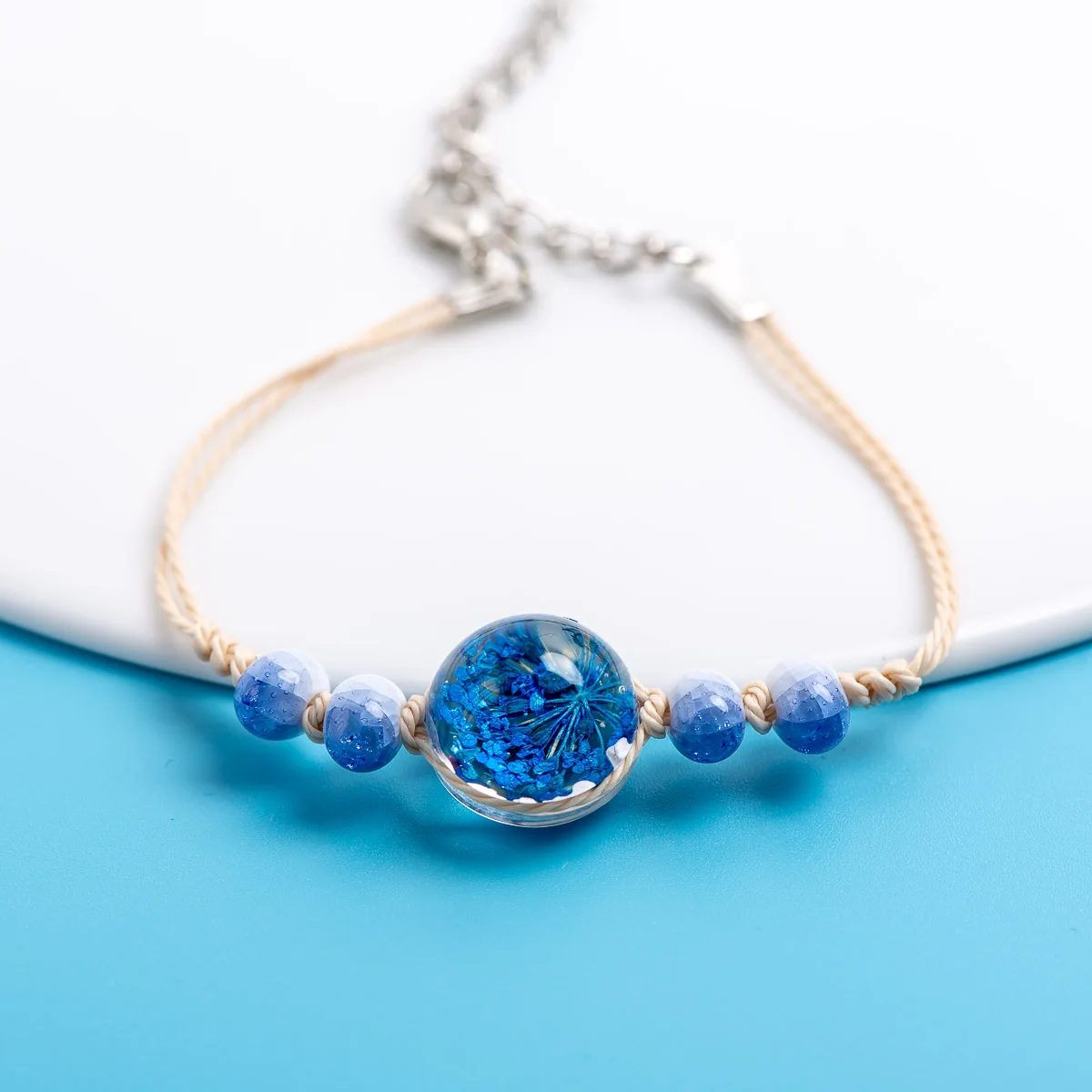 Crystal Transparency Flower Charms Bracelets Original jewelry Glass Ball Chain & link bracelet Jewelry & Accessories #EZ418