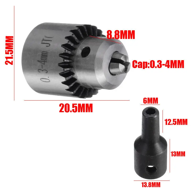 JT0 Electric Drill Chuck 0.3-4mm Capacity with 5mm Motor Shaft Coupling Rod for Mini and Power Electric Drills