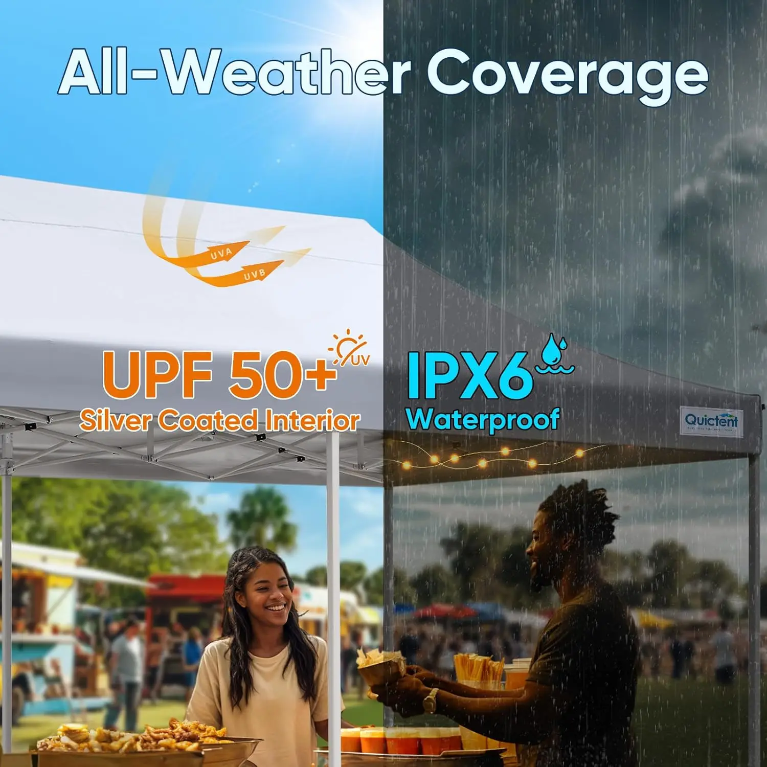 مظلة منبثقة شديدة التحمل مقاس 10 × 20 - 500D فضي بعامل حماية من الشمس 50+، حقيبة بعجلات (الدرجة التجارية) #3