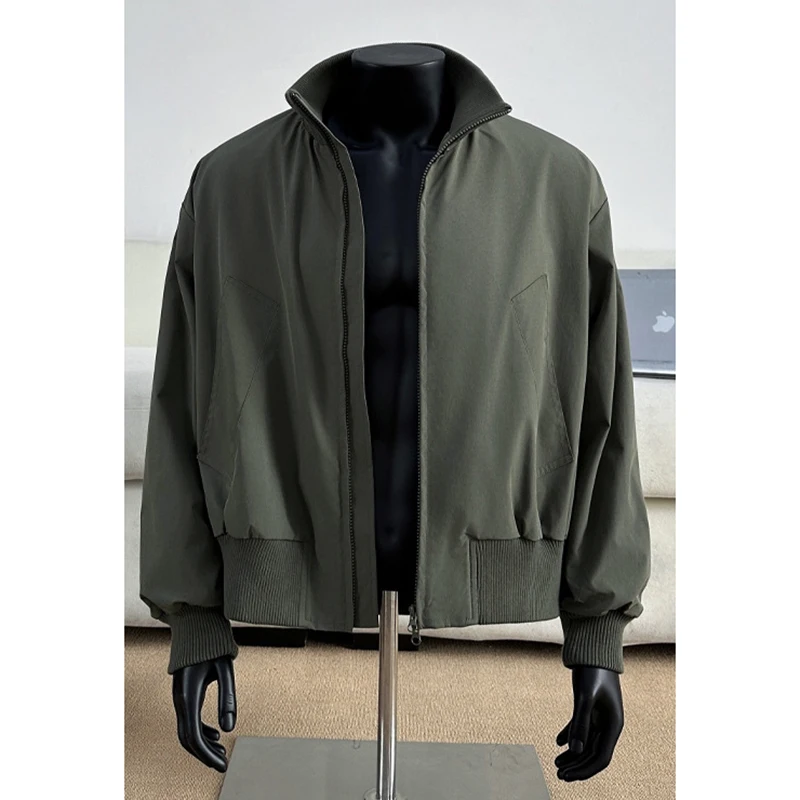 Mannen Volledige Rits Stand Kraag Bomberjack Lente Herfst Koreaanse Retro Casual Bovenkleding Effen Kleur Veelzijdig Vest Jas Man