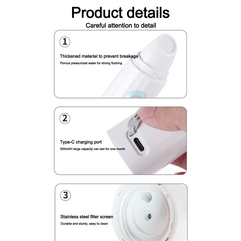 Portable Rechargeable Electric Bidet Water Pressure Control USB Charging Hand-Held Bidet Large Capacity Bidet Flusher Women