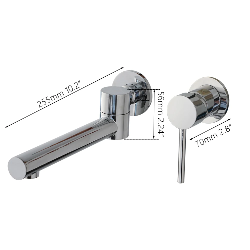 ZAPPO Bathroom Basin Faucets Wall Mount Tub Faucet with Extra Long Tub Spout Single Handle Tub Filler Faucet with Brass Rough