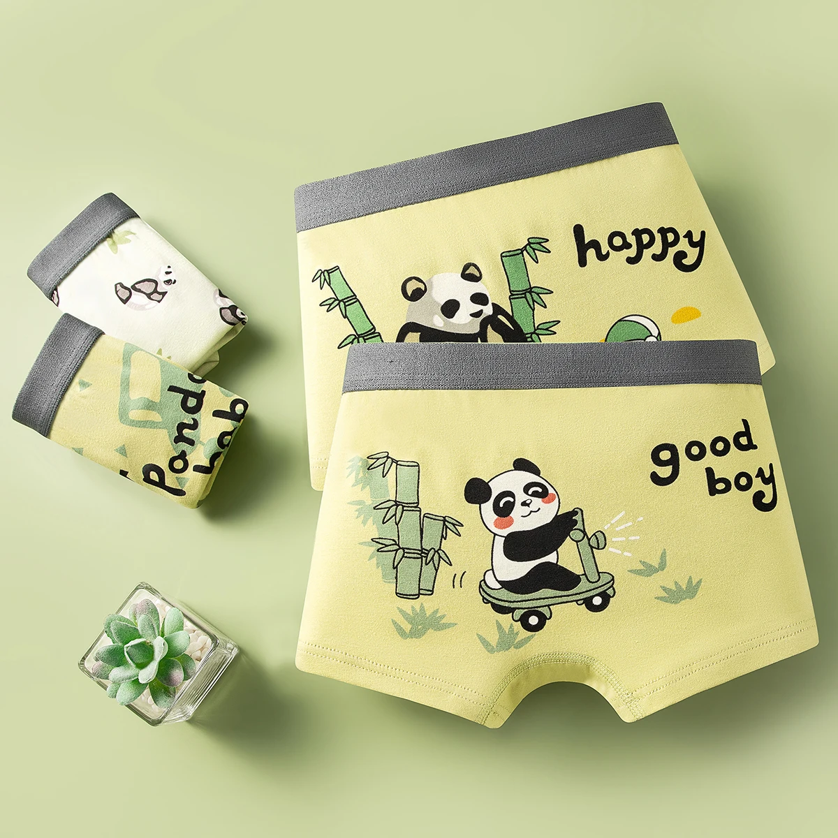 4PCS/Set Kids Boxer Underwear Cotton Cute Cartoon Bamboo Panda Children Shorts Cartoon Lovely Underpants Soft Little Boy Panties