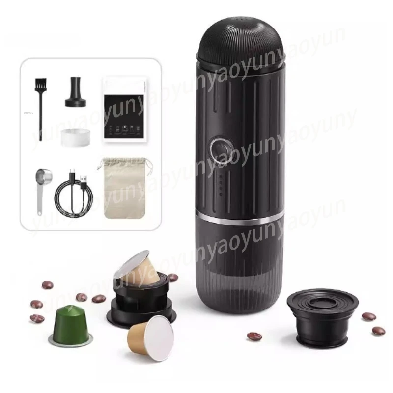 Wireless heating electric espresso machine, powder capsule charging, portable for home use