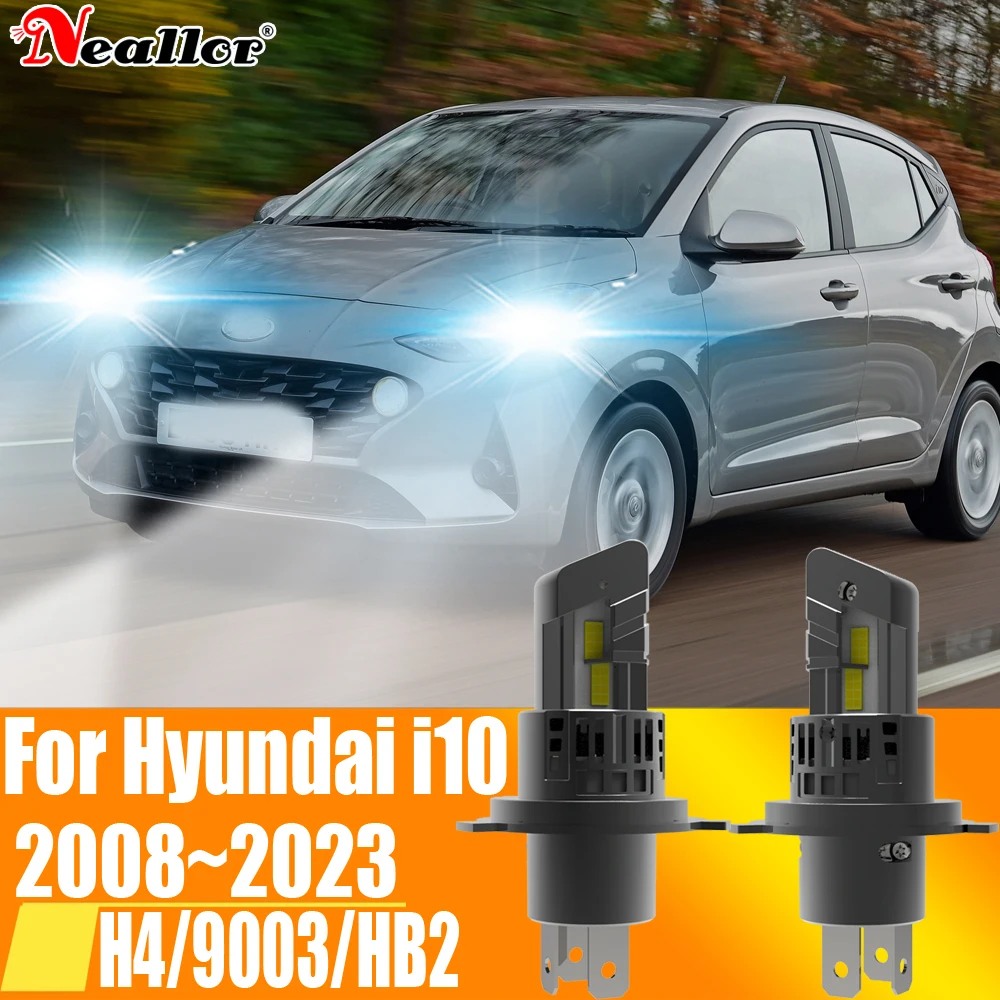 2pcs H4 HB2 9003 Led Headlight Canbus No Error Car Bulb High Power White Fog Light Diode Lamp 12v 55w For Hyundai i10 2008~2023