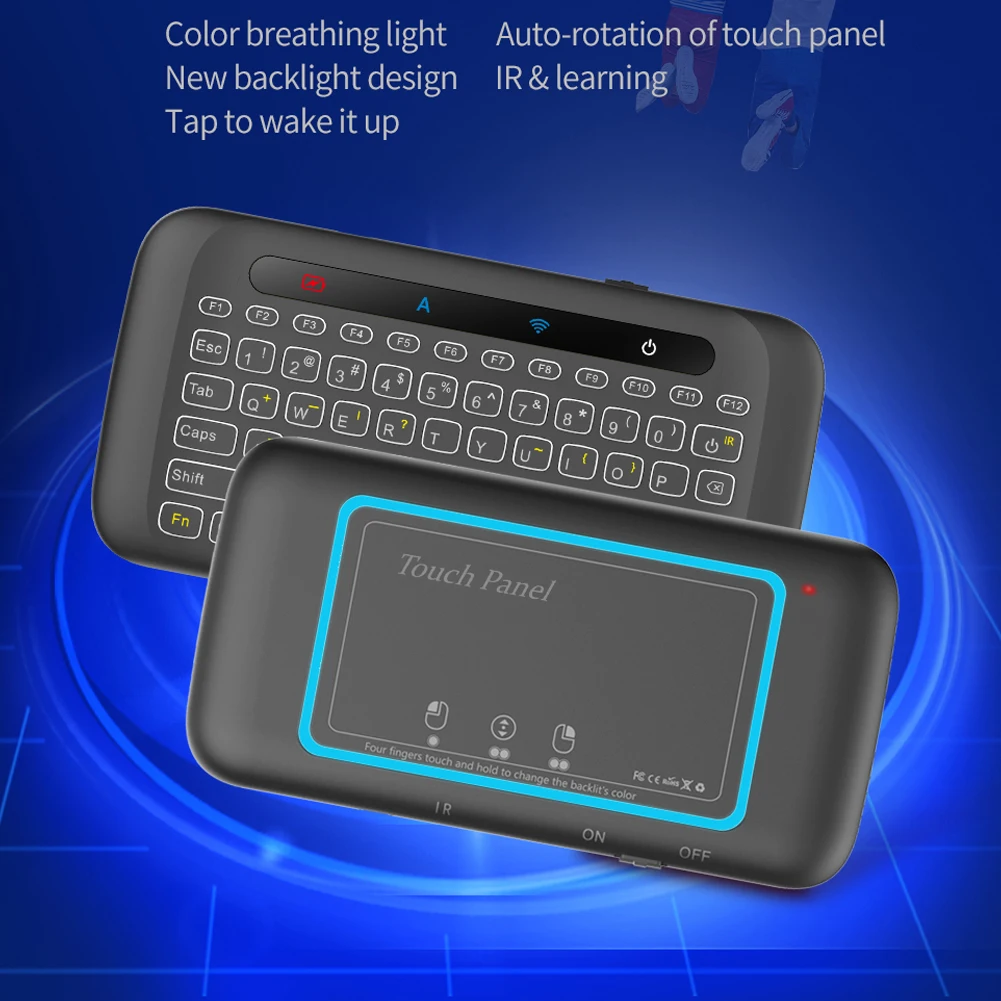 

Touch Screen Air Mouse Touchpad IR Leaning Remote Control Air Mouse Keyboard Colorful LED Adjustable Brightness for Smart TV Box