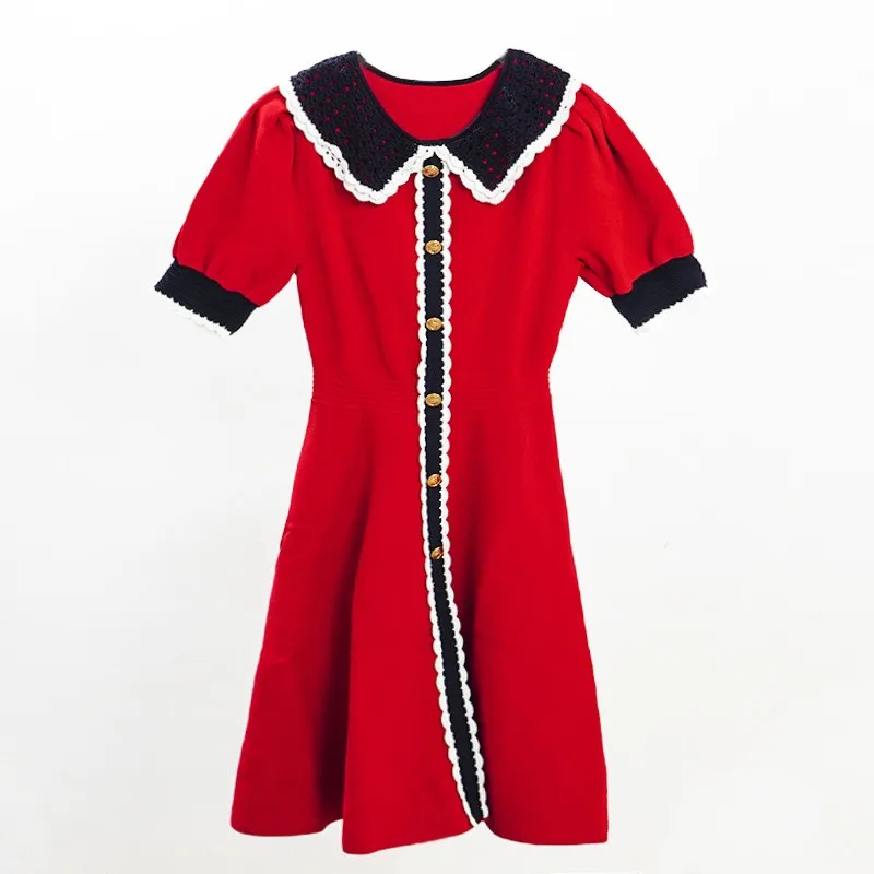 Handmade Faion Ele Floral Hook Dr Women's High Waist A-Line Skirt ort Sve Color Blo Spring Summer Autumn